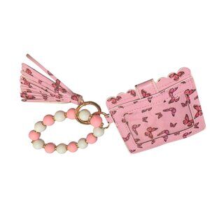 Pink Butterfly Wallet Card Holder‎ Wristlet NEW